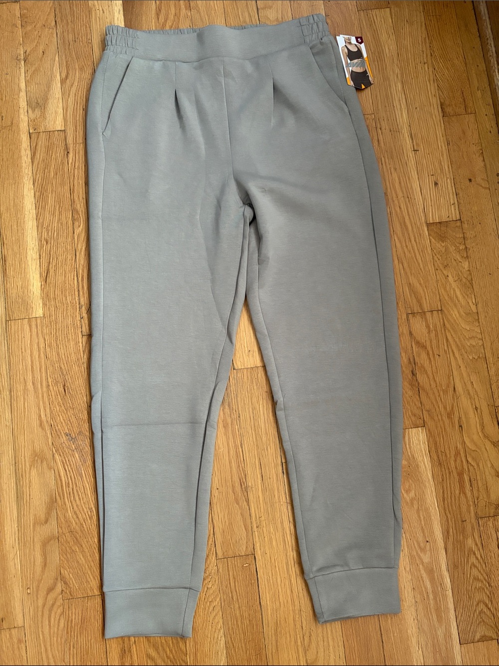 5/$30 AVIA Women's Scuba Pleat Jogger Soft Stretch Bottoms Grey Fog S (4-6) NWT